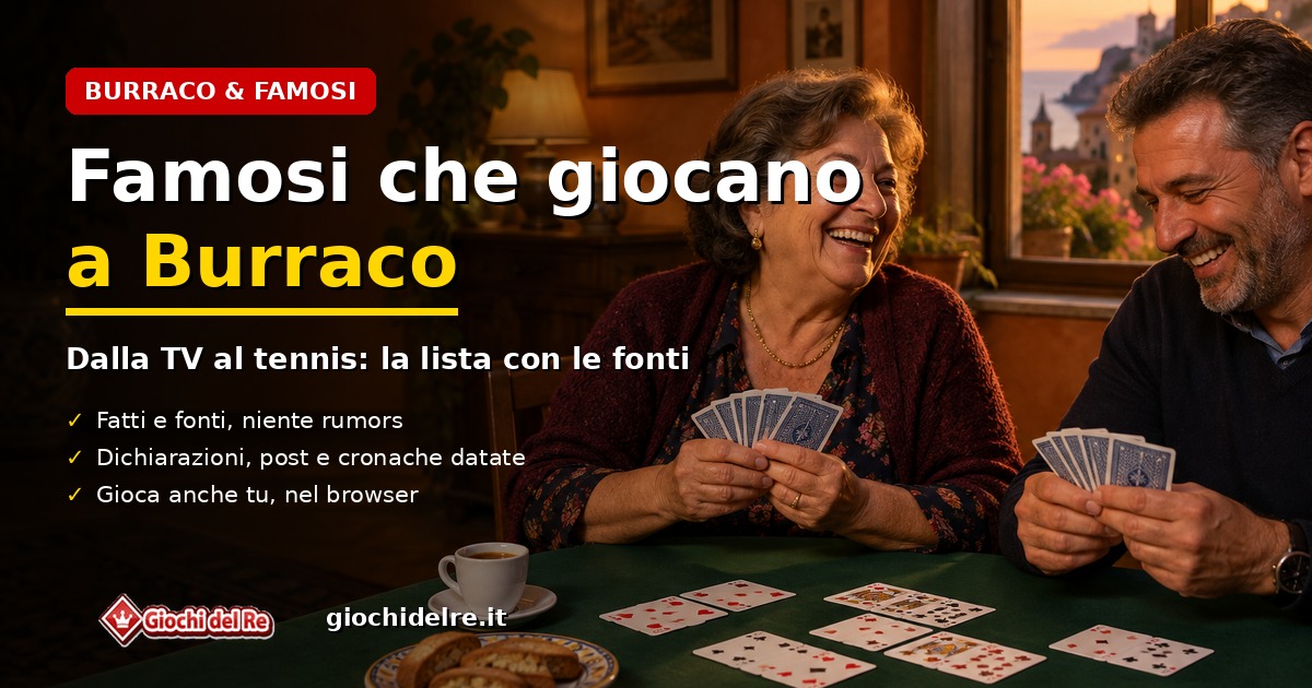 Famosi che giocano a Burraco: due giocatori ridono al tavolo verde con le carte in mano